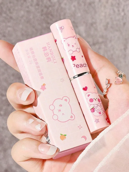 SHEIN 1pc Cute Moisturizing Peach Flavor Lip Balm For Winters To Fade Lip Lines