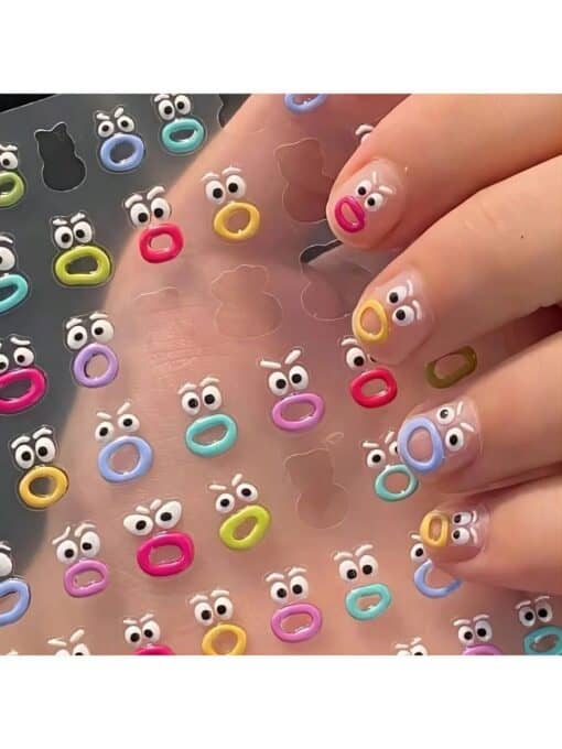 SHEIN 1pc Funny Expression Relief Nail Sticker