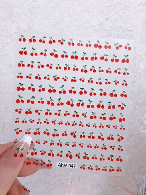SHEIN 1sheet Cherry Pattern Nail Art Sticker Nail Stickers DIY