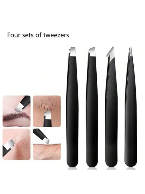 SHEIN 4pcs Professional Stainless Steel Eyebrow Tweezers