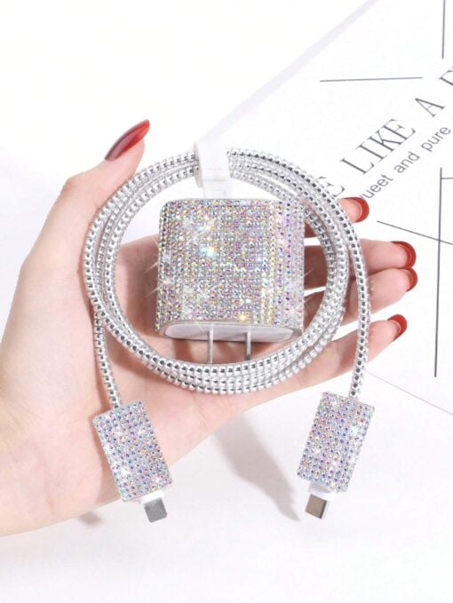SHEIN 5pcs Rhinestone IPhone Cable Protector