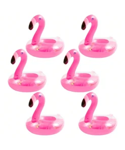 SHEIN 1pc Inflatable Flamingo Swimming Ring Inflatable Drink Holder Sparkling Confetti Floats Cups Costers