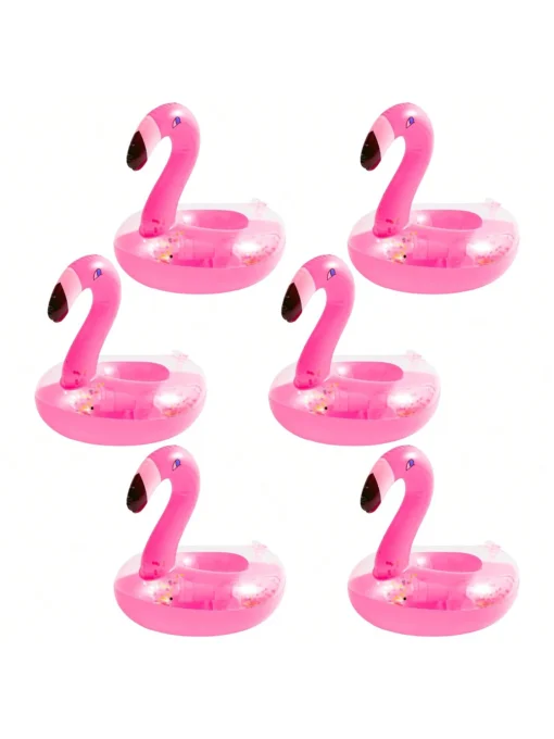 SHEIN 1pc Inflatable Flamingo Swimming Ring Inflatable Drink Holder Sparkling Confetti Floats Cups Costers