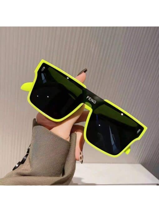 SHEIN 1 Pair Of Fluorescent Green Square Frame Men's Korean Fashion Glasse