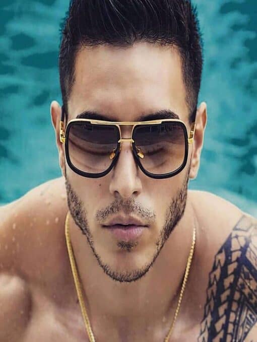 SHEIN 1pc 2024 New Men's Double Beam Sunglasses Pilot Driving Riding Sunglasses