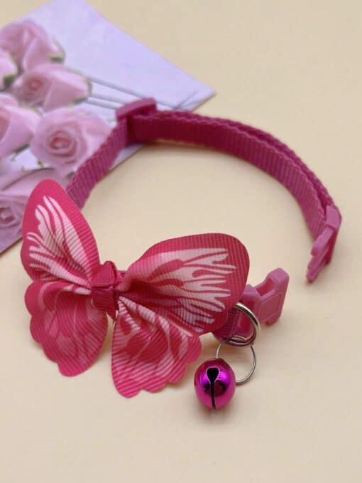SHEIN 1pc Butterfly Design Polyester Pet Collar Suitabl