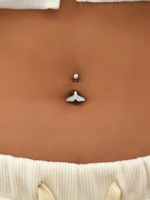SHEIN 1pc Perfect Piercing Cubic Zirconia Fishtail