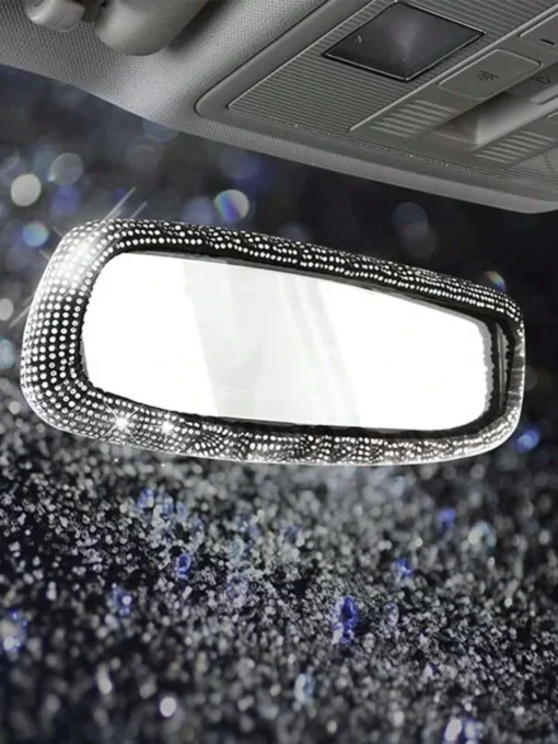 SHEIN 1pc Rhinestone Decor Car Rear View Mirror Cover