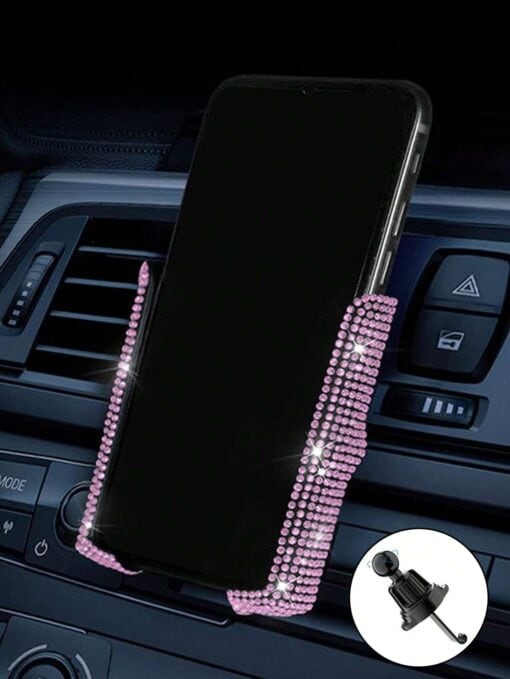 SHEIN 1pc Rhinestone Decor Plastic Car Phone Holder