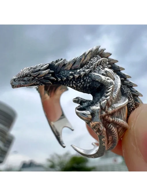 SHEIN 1pc Vintage Gothic Style Dragon Shaped Men's Ring