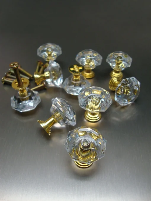 SHEIN 1pcs Acrylic Transparent Crystal Cabinet Door Drawer Handles (GOLD)