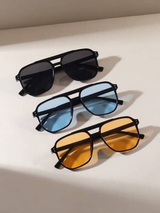 SHEIN 1pair Men's Multicolor Classic Retro Summer Holiday Leisure Fashion Sunglasses Casual