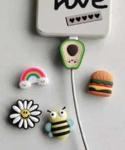 SHEIN 5pcs Cartoon Hamburgers & Hot Dogs Charging Cable Protectors