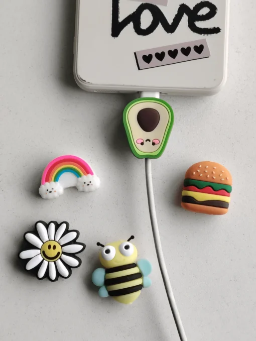 SHEIN 5pcs Cartoon Hamburgers & Hot Dogs Charging Cable Protectors