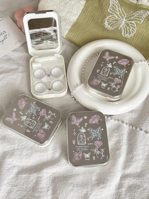 SHEIN Portable Butterfly & Flower Decorated Mirror