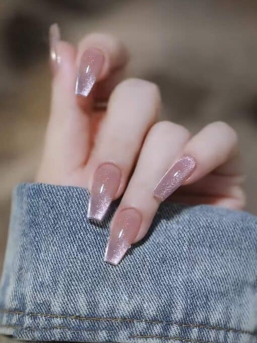 SHEIN 24pcs Long Coffin-Shaped Light Pink Cat Eyes Suitable