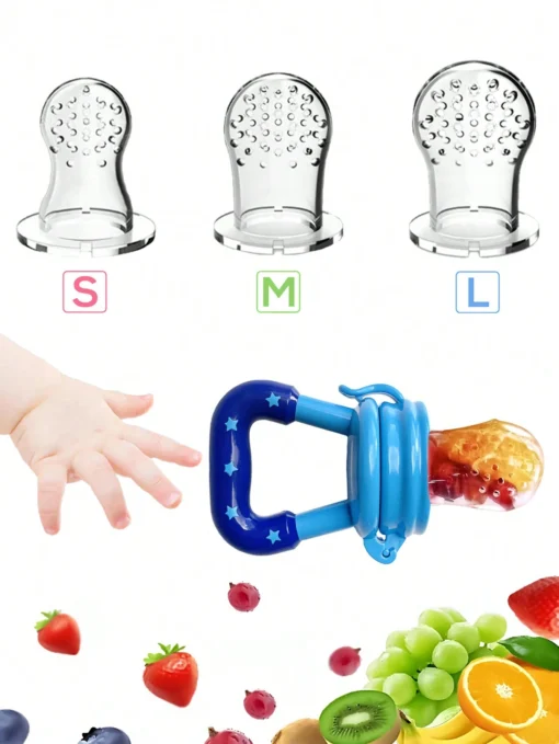 SHEIN 4pcs Fruit Supplement Bite Bags Made Of Silicone(Royal Blue)