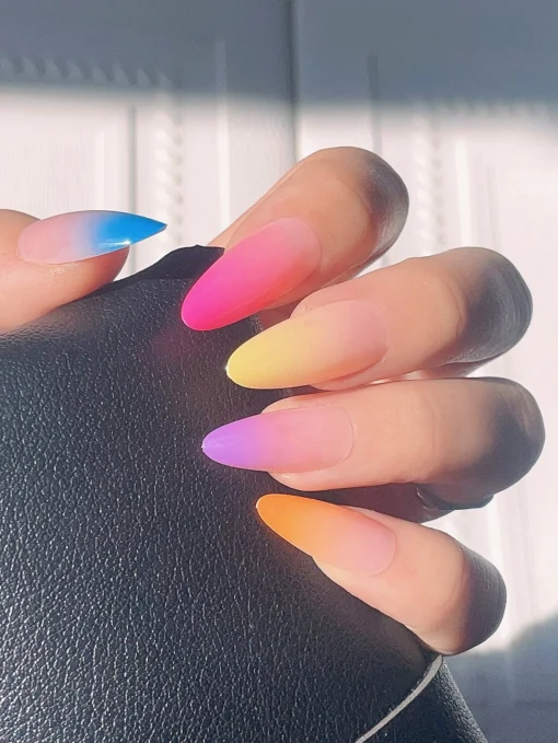 SHEIN 24pcs Long Stiletto Iridescent Matte Ombre Fake Nail