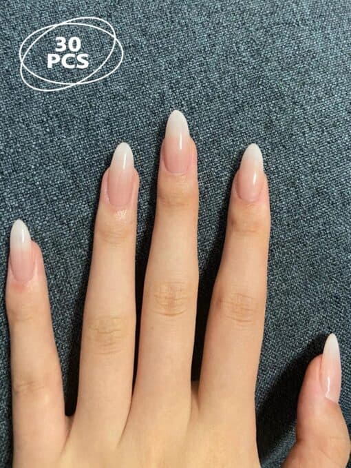 SHEIN 30pcs Long Pointed Nude Gradient White False Nails