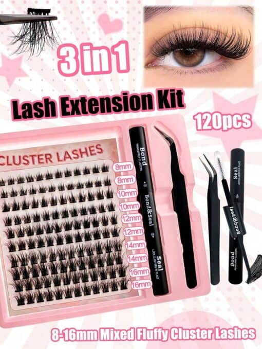 SHEIN 120 Pcs Fluffy DIY Lash Extension Kit 8-16mm Mixed Length Fluffy Individual