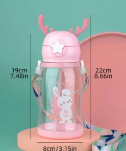 Alternative view of SHEIN 1pc 600ml Antler Water Bottle, Children Bounce Straw Drinkware