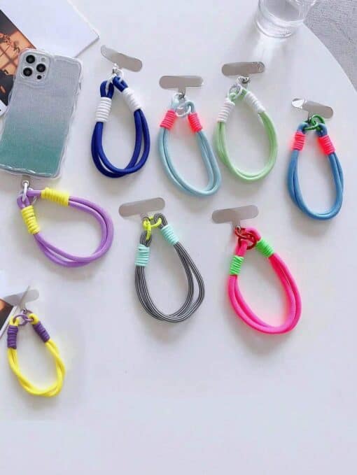 SHEIN 1pc Colorful Portable Nylon Double Buckle Braided Anti-Drop Phone Lanyard