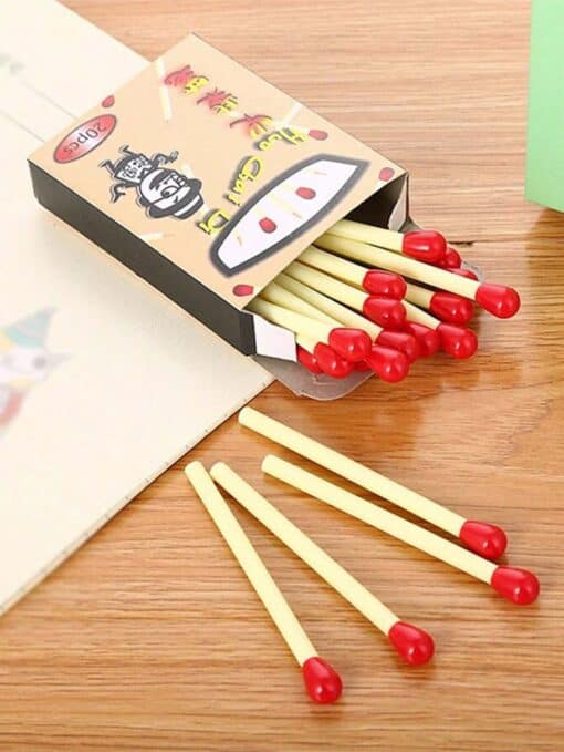 20pcs Cartoon Matchstick Ballpoint Pens, Cute Stationery Award Prizes