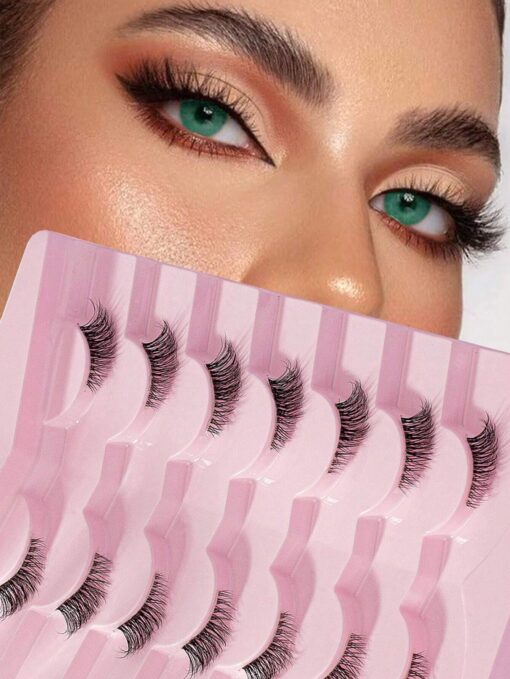 SHEIN 7 Pairs/Set Transparent Stem Fox Eye Tail Cross Style False Eyelashes