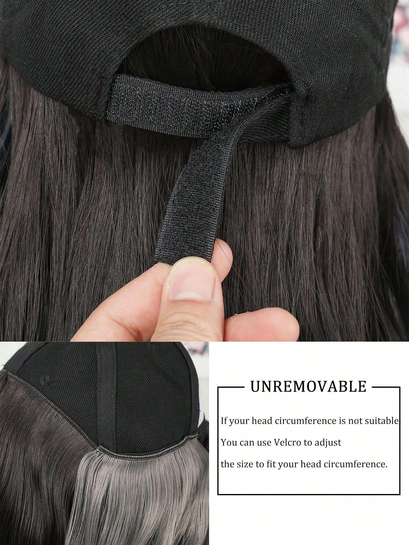SHEIN Baseball Cap with Hair Extensions (Dark Brown) - الصورة 5