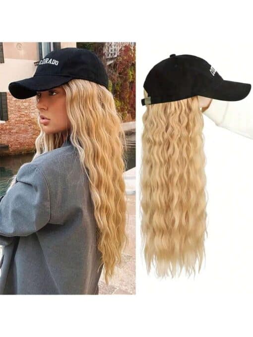 SHEIN Hat Wigs Long Body Wave Hair Wigs With Baseball Cap