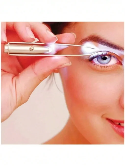 SHEIN Led Light Stainless Steel Eyebrow Tweezers With Arrow Pattern