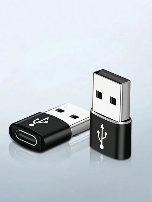 SHEIN 1pc Aluminum Alloy Usb To Type-c Adapter BLACK  | محول وصلة USB الي type c