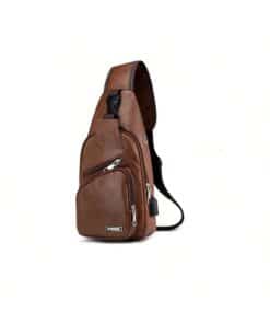 Alternative view of SHEIN 1pc Brown Pu Leather Leisure & Fashionable One Shoulder Backpack