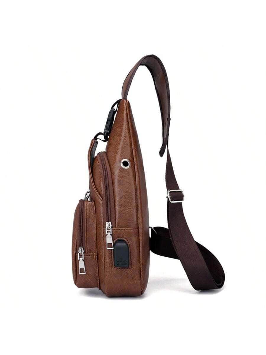 SHEIN 1pc Brown Pu Leather Leisure & Fashionable One Shoulder Backpack - الصورة 3