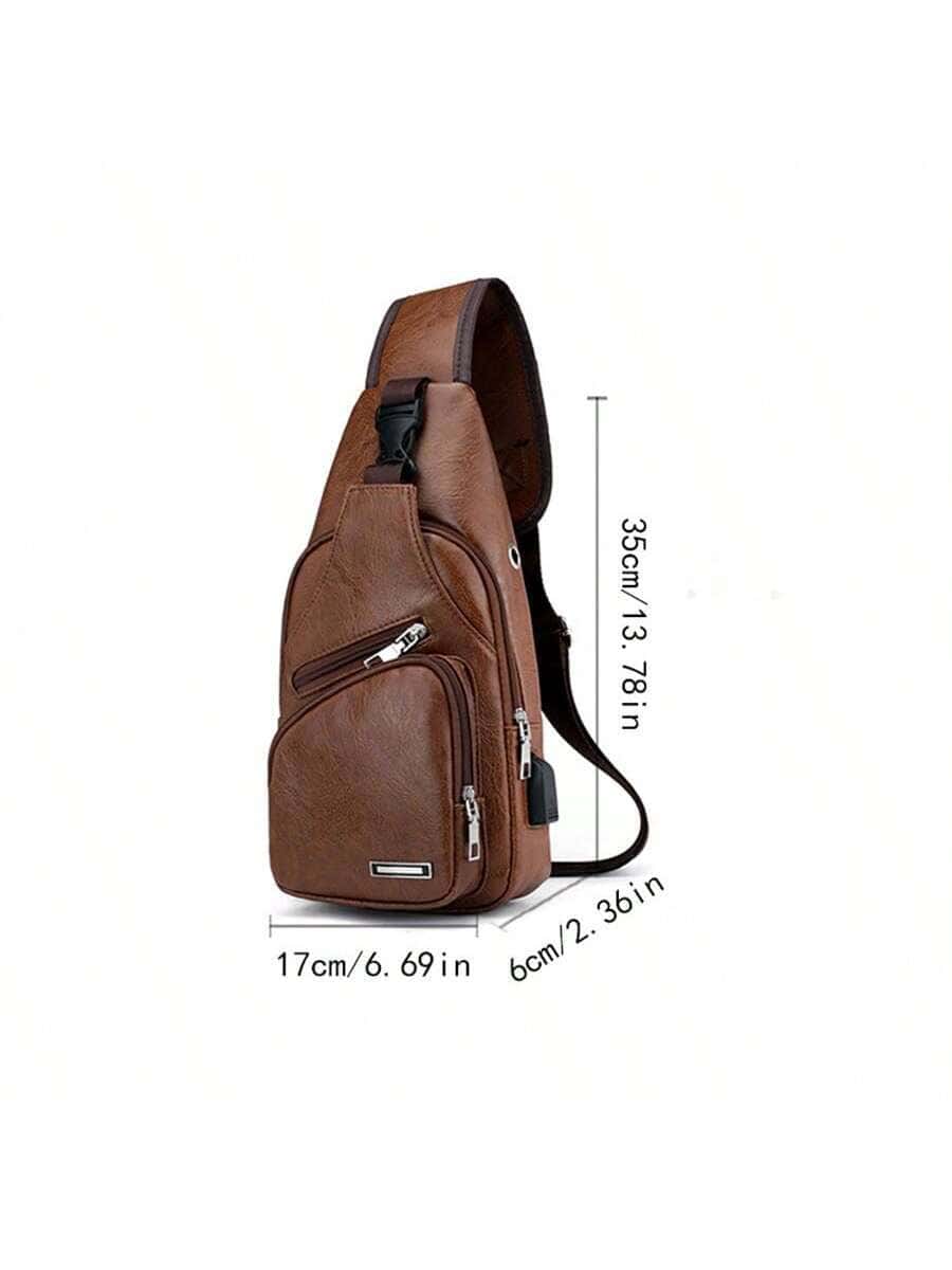 SHEIN 1pc Brown Pu Leather Leisure & Fashionable One Shoulder Backpack - الصورة 6