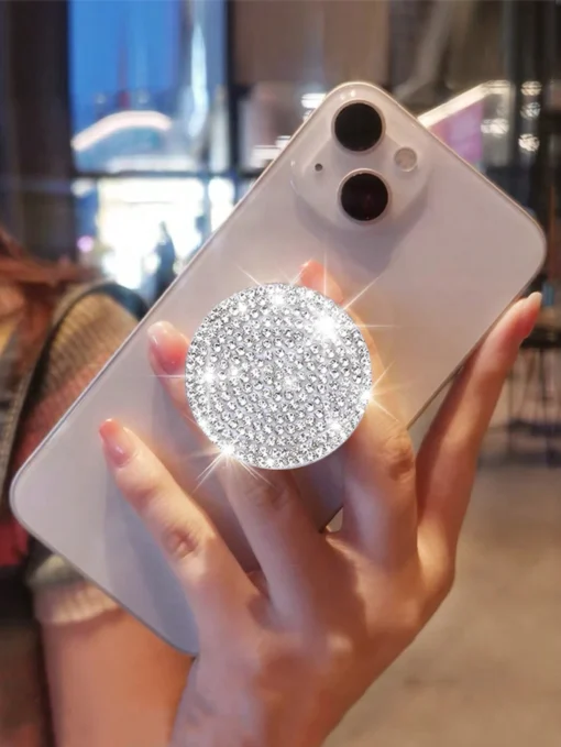 SHEIN 1pc Rhinestone Decor Retractable Phone Holder