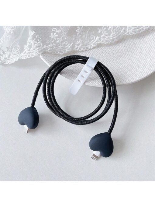 SHEIN 4-Piece Set 1.4m Colorful Cable Protector ( Black )