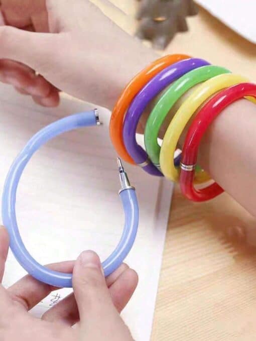 SHEIN 1pc, 0.7mm Random Color, Candy Color Bracelet Pen, Bracelet Ballpoint Pen