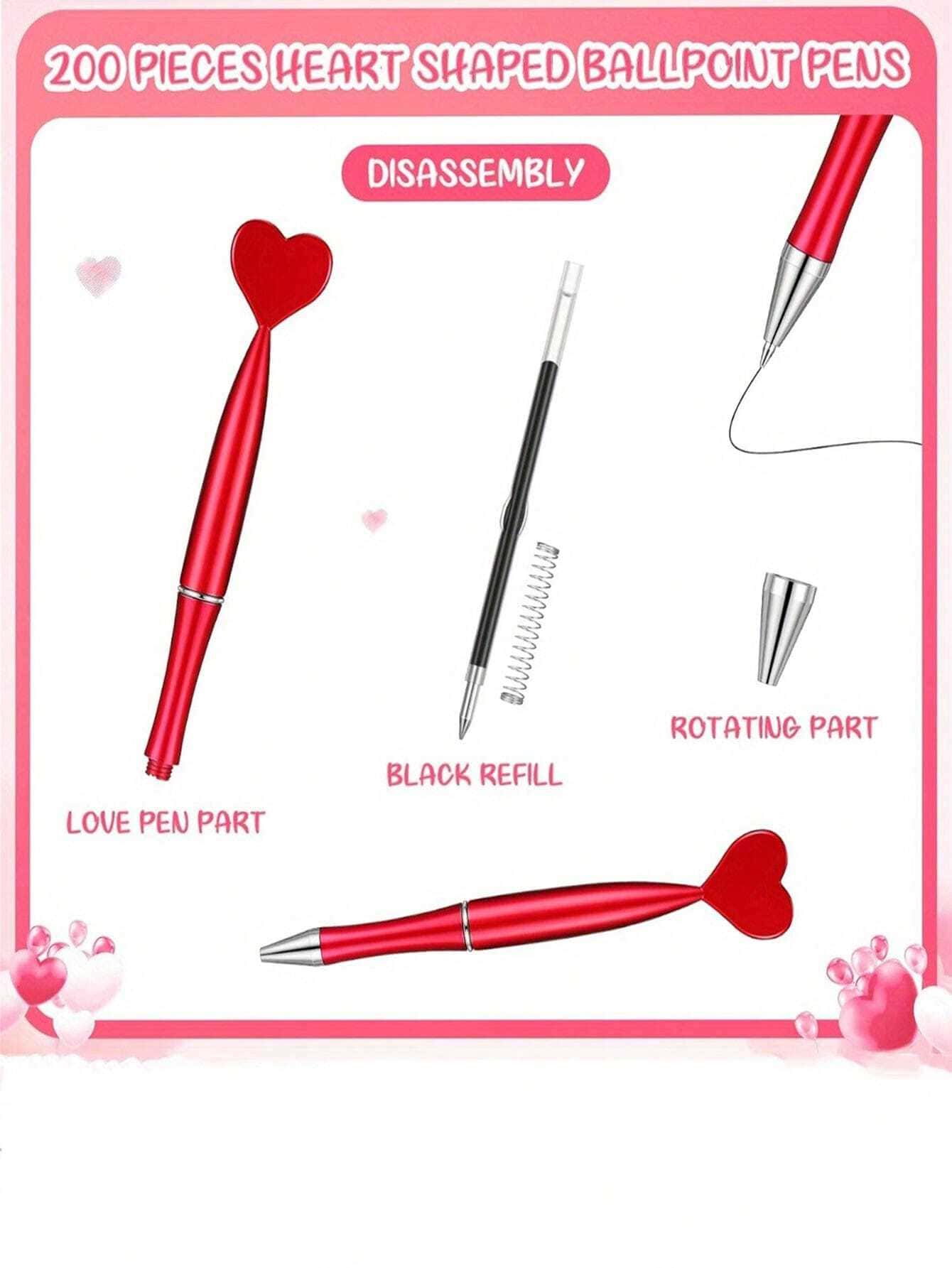 ⁦SHEIN 1pcs Plastic Heart-Shaped Ballpoint Pens⁩ - الصورة ⁦2⁩