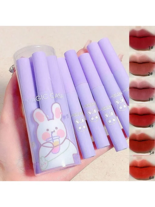 SHEIN 6pcs/box Velvet Matte Lip Gloss