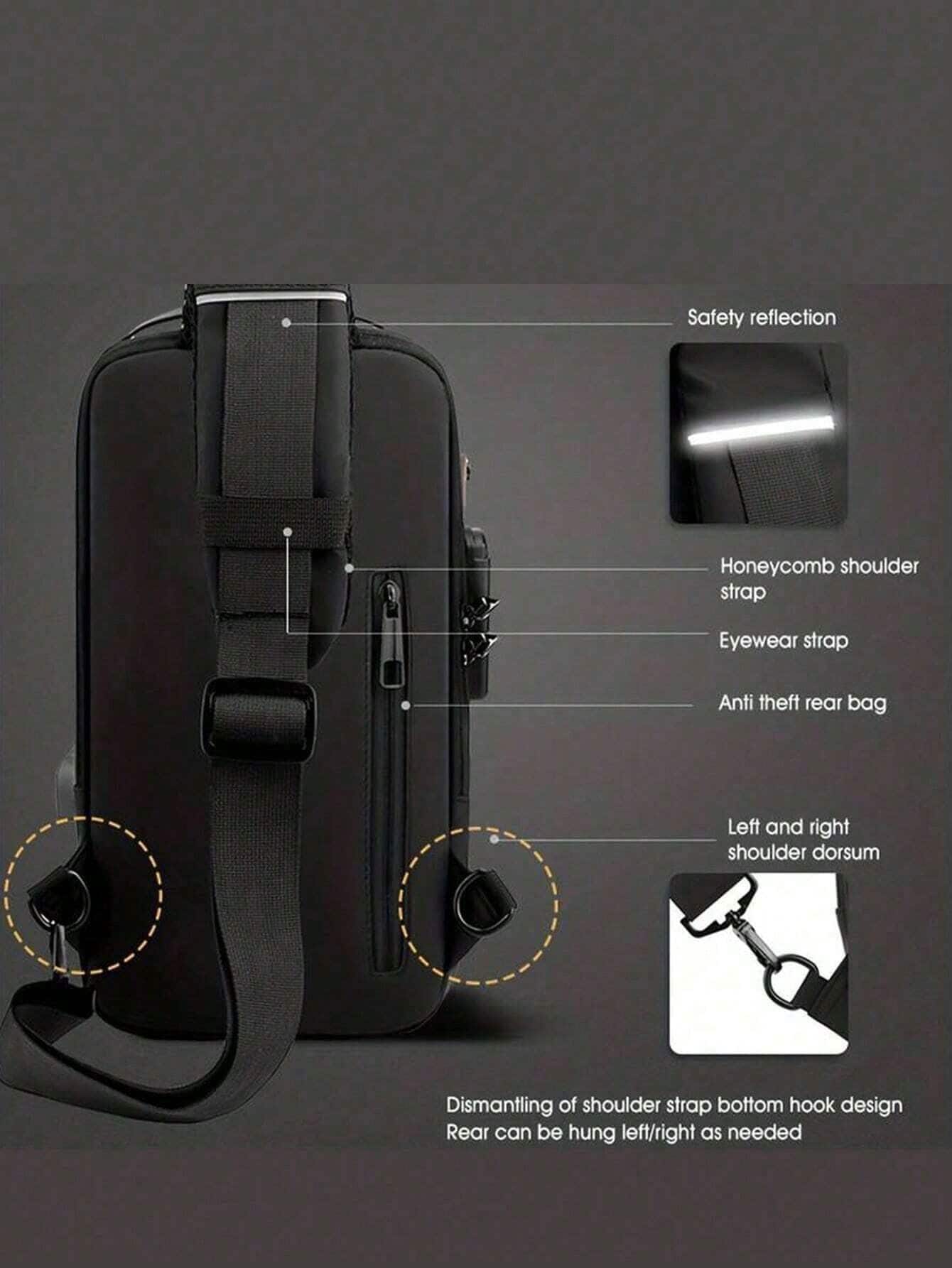 SHEIN Anti-Theft Password Lock Men's Chest Bag - الصورة 3