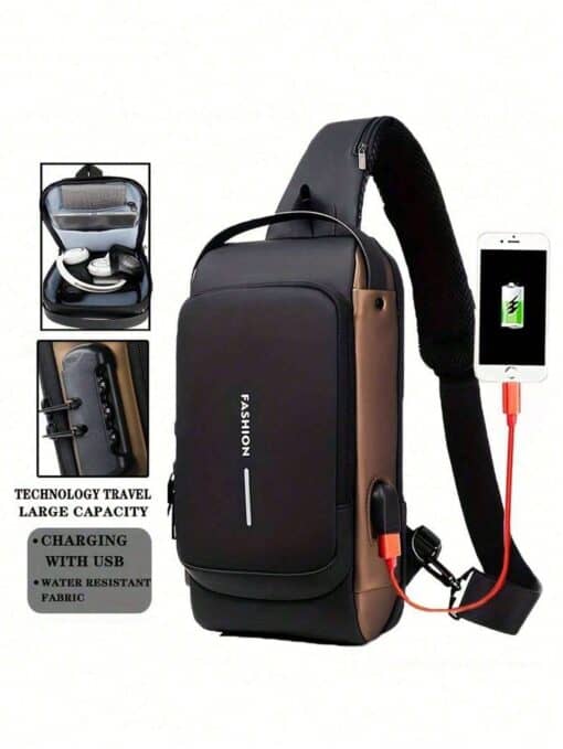SHEIN Anti-Theft Password Lock Men's Chest Bag