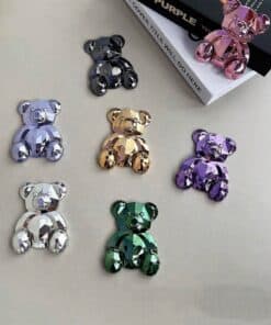 SHEIN Cartoon Crystal Rhinestone Bear Phone Stand Stretch Desk Mount Cute Bear Phone Case Holder