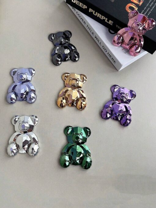 SHEIN Cartoon Crystal Rhinestone Bear Phone Stand Stretch Desk Mount Cute Bear Phone Case Holder