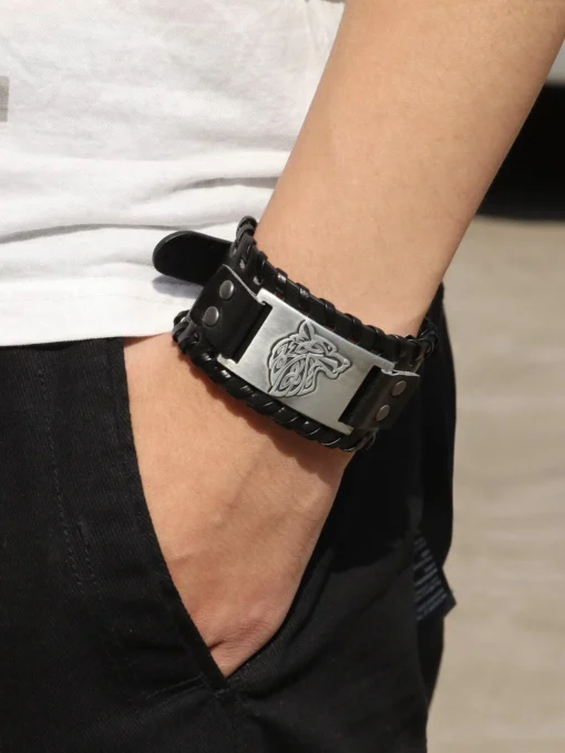 SHEIN Fashionable and Popular Men PU Leather Bracelet for Jewelry Gift
