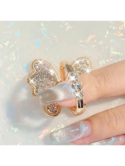 SHEIN New Design White Diamond Butterfly Ring Holder