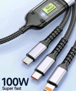 Alternative view of SHEIN 3-In-1 100W 5A Fast Charging USB To Type-C Micro Fast Charging Cable Compatible