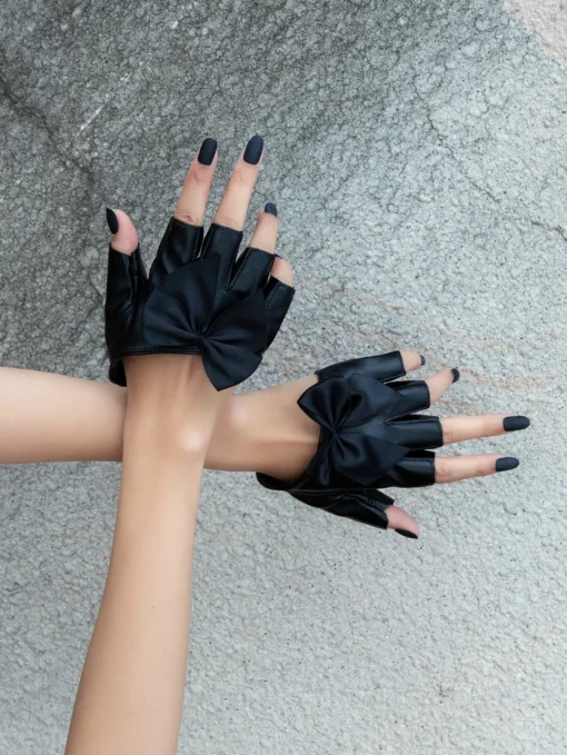 SHEIN Sexy Bow Decor Fingerless Gloves