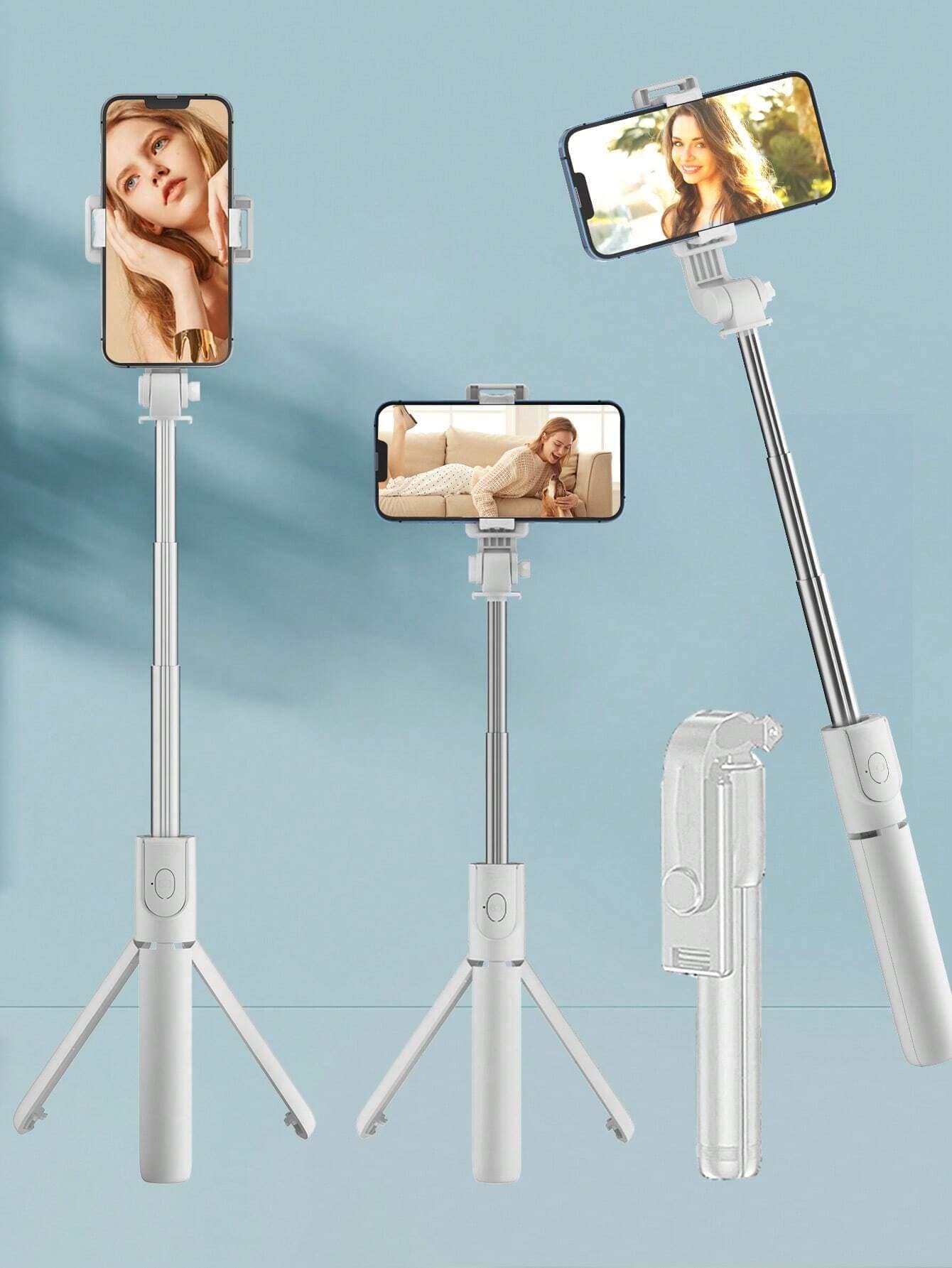 SHEIN 1pc Black Anti-Shake Selfie Stick With Tripod & Extended Arms