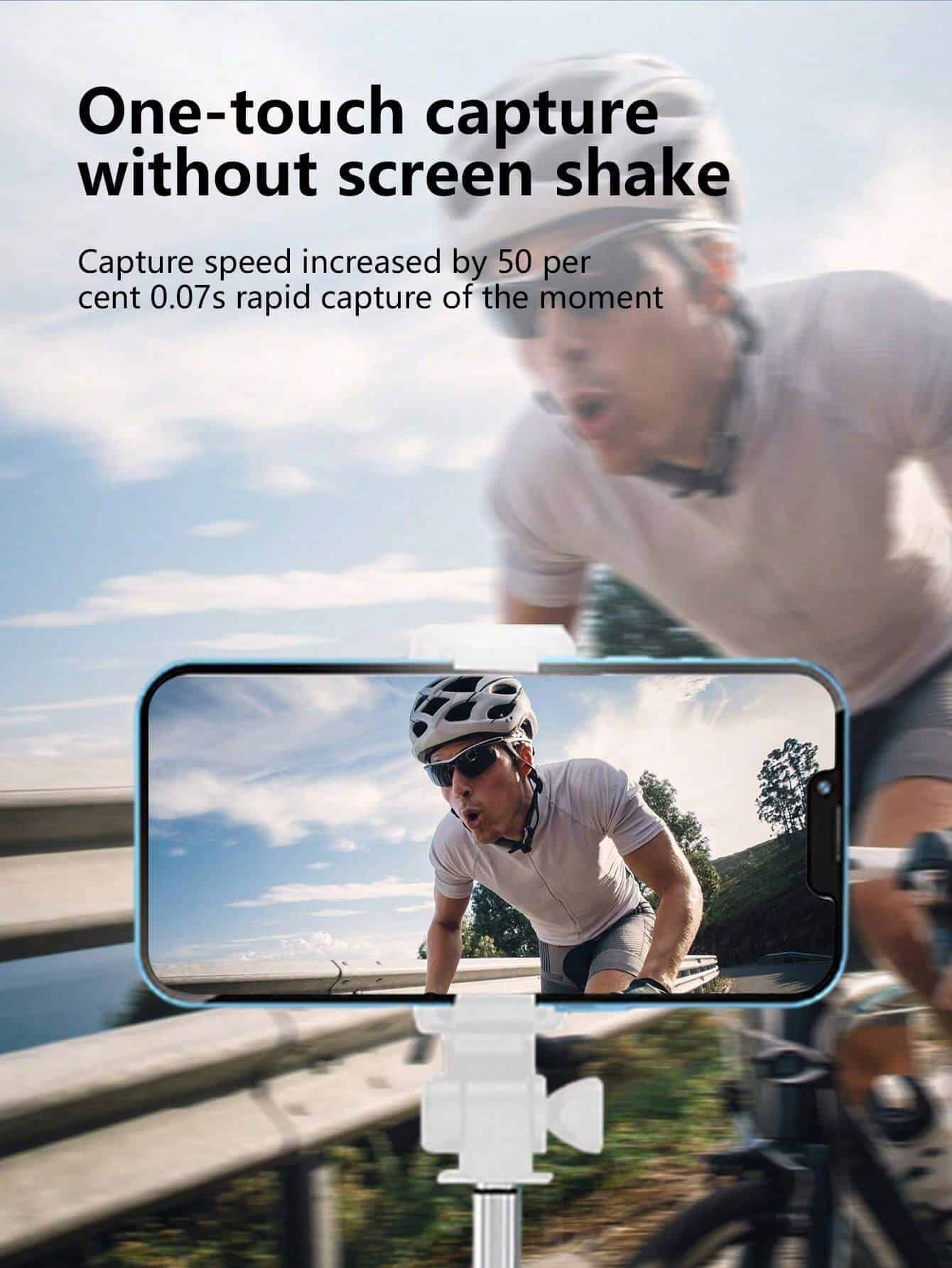 SHEIN 1pc Black Anti-Shake Selfie Stick With Tripod & Extended Arms - الصورة 2